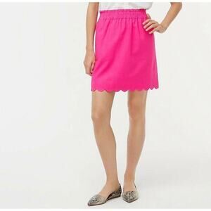 J. Crew Linen Blend Scalloped Mini Skirt Women’s 6 Pink Resortwear Preppy Beachy